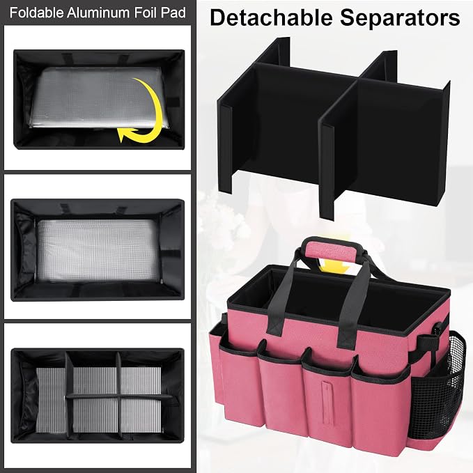 Wearable Large Cleaning Caddy Bag for Housekeeper, Clean Supply Organizer with Adjustable Shoulder, Waist & Handle Straps, Detailing Bag for Kitchen Supplies (Rosered) - Image 4