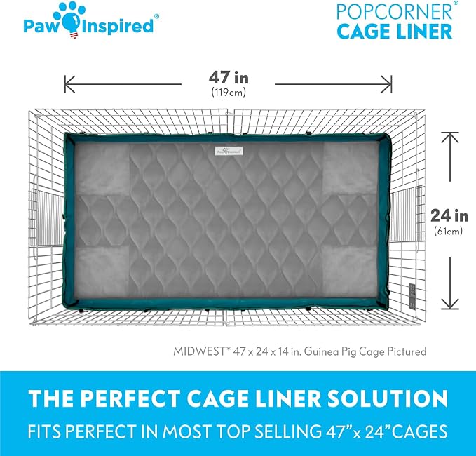 Paw Inspired PopCorner Washable Fleece Cage Liners, Midwest, Gray | Reinforced Corners, Super Absorbent Mat, Bedding, Waterproof Bottom, Guinea Pigs, Ferrets, Rabbits, Hamsters, Small Animals - Image 4