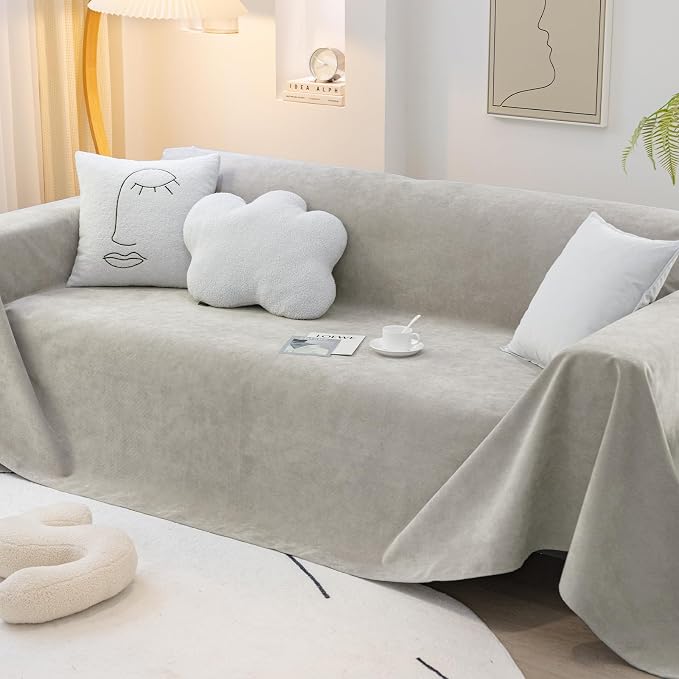 MINGPINHUIUS Sofa Cover Sectional Couch Covers: Modern Chenille Ultra Soft Couch Slipcover Blend Anti-Slip Breathable Couch Protector 100% Waterproof for Sectional Sofa (Khaki,71 × 134in) - Image 9