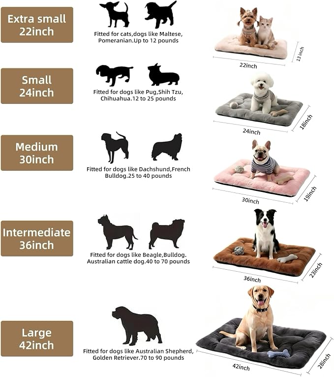 Dog Bed 24" for Metal Crate Pad, Washable Kennel Mat for Small Puppy & Cats | Soft faux rabbit fur, non-slip,machine wash/dry, plush cushioning, for crates, floors & travel, multiple sizes for all breeds - Image 2
