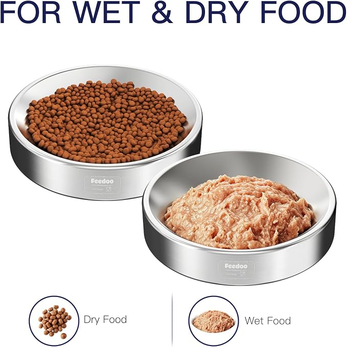 Double Wall Stainless Steel Cat Bowl, Whisker Friendly Wide & Shallow 8 oz Cat Food Bowl, Heavy Duty Non-Slip Base, Dishwasher Safe Metal Bowl for Cats & Small Puppies [2Pack] - Image 6