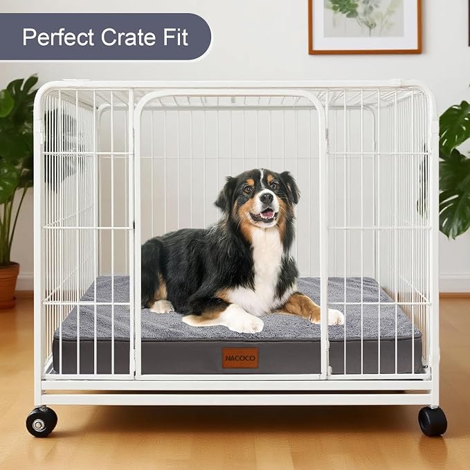 NACOCO Orthopedic Dog Bed for Medium Large Dogs, Waterproof Dog Crate Mat with Removable Washable Cover, 35D High-Density Foam Support, Non-Slip Bottom & Flannel Top, for Elderly Dogs, Grey, 35"x24" - Image 6