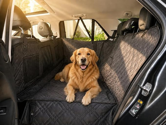 Bulldogology Hard Bottom Dog Seat Cover for Back Seat - Waterproof Backseat Extender for Dogs - Heavy-Duty Pet Hammock & Rear Protector for SUV Car Trucks - Non-Slip Dog Hammock with Platform by BulldogologyPetSolutions