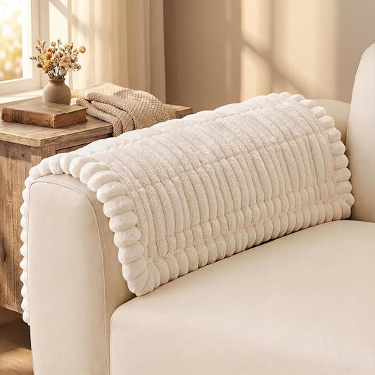 decorUhome Couch Cover for Dogs, Non Slip Fuzzy Thick Pet Sofa Protector | Pet Friendly, Couch Covers for Sofa, Machine Washable, Fits Armrests, Single Seats & Backrest Cushions, White, 27.6" x 27.6" by decorUhome