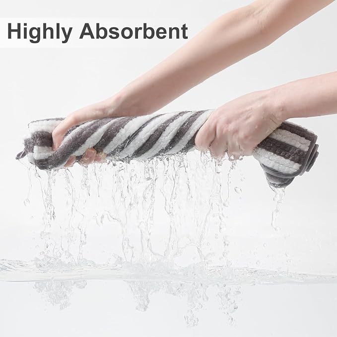 Smuge 18 Pcs Bath Towel Set, Include 6 Bath Towel Sheets, 6 Hand Towels and 6 Washcloths - Highly Absorbent Quick Dry Microfiber,Ultra Soft Bathroom Towel Set with Hanging Loop - Light Gray - Image 2