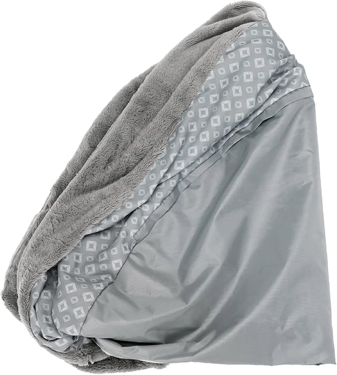 Furhaven Replacement Donut Dog Bed Cover Plush & Diamond Print Calming Cuddler, Machine Washable - Gray, Large by FurHaven