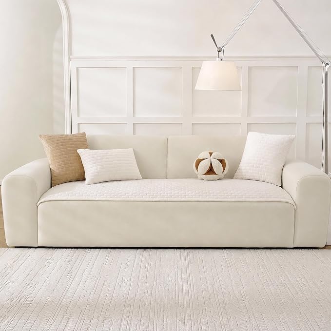 Warmstar Waterproof Couch Cover for Dogs Washable,Brick Pattern Short Plush Pet Couch Covers for Sofa,Soft Sofa Cover Non-Slip for 3 Cushion Couch Sofa Pet Friendly (Off White, 27.6" x 82.7") - Image 7