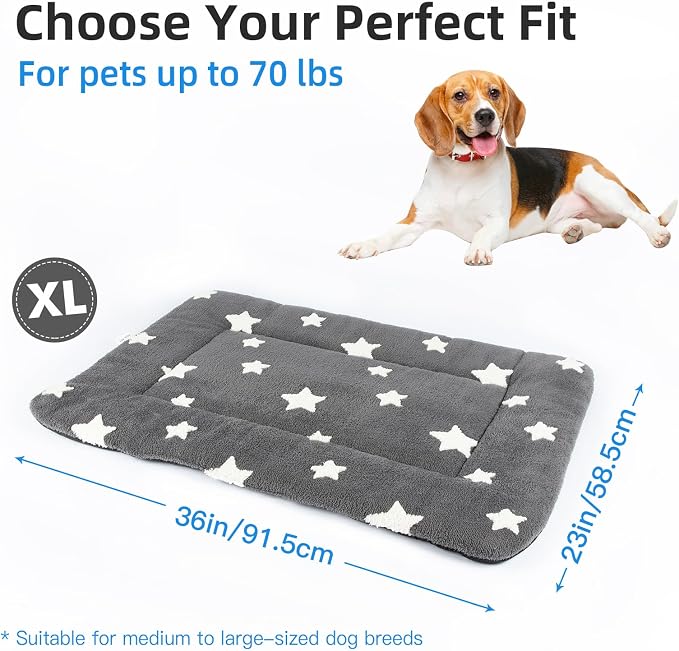 Mora Pets Dog Crate Pad Dog Kennel Bed Mat for Large Dogs Washable Cute Star Pet Bed for 36 inch Cage Ultra Soft Flat Puppy Cat Cushion for Cozy Sleeping Anti-Slip Grey 36 x 23 - Image 6
