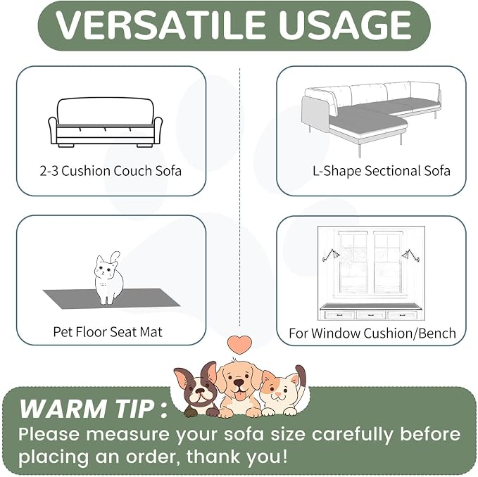 OTOB Dog Couch Cover Protector Washable, Anti Slip Pet-Friendly Sofa Covers | Dark Gray, 31.5" x 70.9'', All Seasons, Soft Fuzzy Plush, Couch Covers for Dogs, Breathable, Thick Wear-Resistant - Image 8