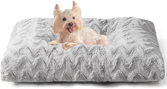 EHEYCIGA Washable Small Dog Bed for Crate 23x18 Inch, Kennel Pad for Puppy Up to 25 lbs, Plush and Comfy Pet Sleeping Mat, Grey by EHEYCIGA