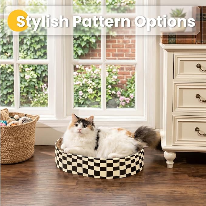 Conlun Oval Cat Scratcher Bed | Scratching Bowl Lounge for Cats | Large | Corrugated Cardboard Pad | Concave Shape | No Mess Enclosed Base | Serves as Couch Furniture Protector - Image 3