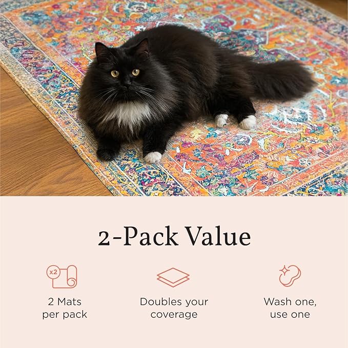 Lovewag Cat Litter Mat, Litter Box Mat, Bohemian Jewel, 36x48, 2 Pack | Washable litter mat cover, kitty litter mat & cat mat for litter box, litter trapping mat, prevents tracking, multi-cat - Image 4