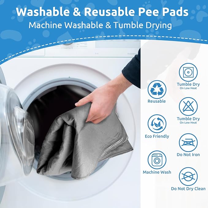 Washable Reusable Dog Pee Pads, 48"x65" Absorbent & Waterproof Puppy Training Pad for Crate, Playpen & Carpet, Large Potty Pads for Dogs, Cats & Small Pets - Image 4