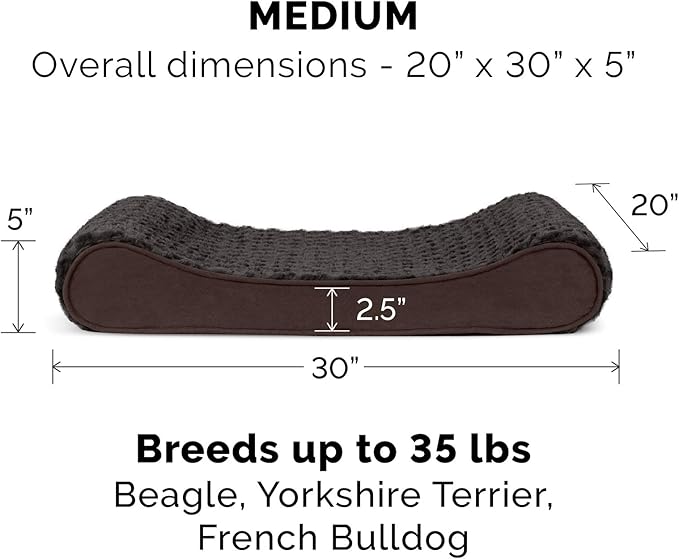Furhaven Replacement Dog Bed Cover Ultra Plush Faux Fur & Suede Contour Luxe Lounger, Machine Washable - Chocolate, Medium - Image 3