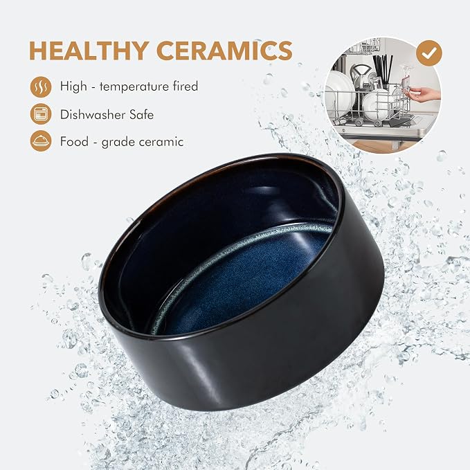 Havniva Elevated Dog Bowls, Ceramic Raised Dog Bowl with Stand | 7.3” Dog Food Bowls Elevated, Dog Food and Water Bowl Set, Non-Slip Acacia Wood Stand, Medium Dogs Bowl, 5 Cups 41 oz - Image 5