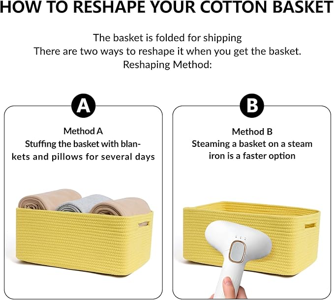 MiniArk Large Storage Baskets for Organizing, 17 x 13 x 7.5” Closet Shelf Baskets for Clothes Blanket Towels, Baby Nursery, Toy Bins Box, Woven Rope Baskets, 4 Packs Yellow - Image 7