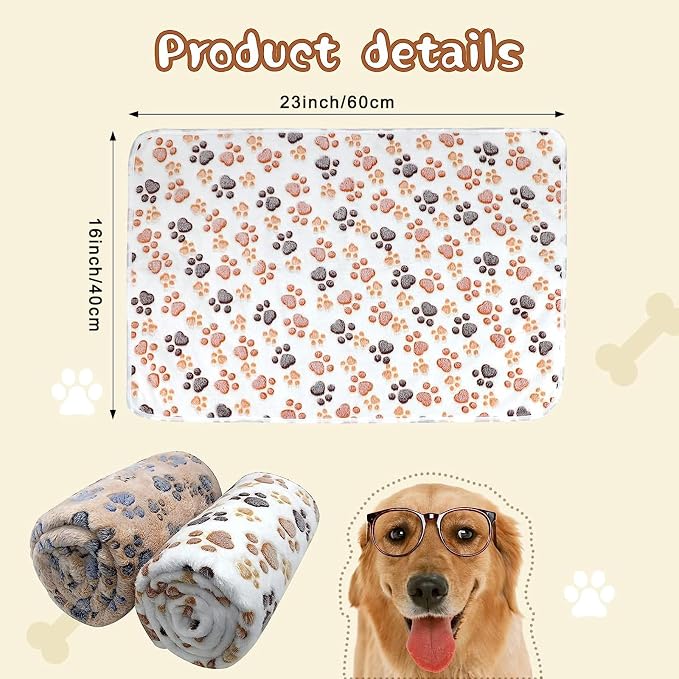 YUEPET 2 Pack Waterproof Dog Blanket, Washable Puppy Blanket for Small Dogs | Waterproof Inner Layer, Bed Couch Sofa Protector, Soft Fleece Flannel, 23x16", Machine Washable, White Coffee - Image 2
