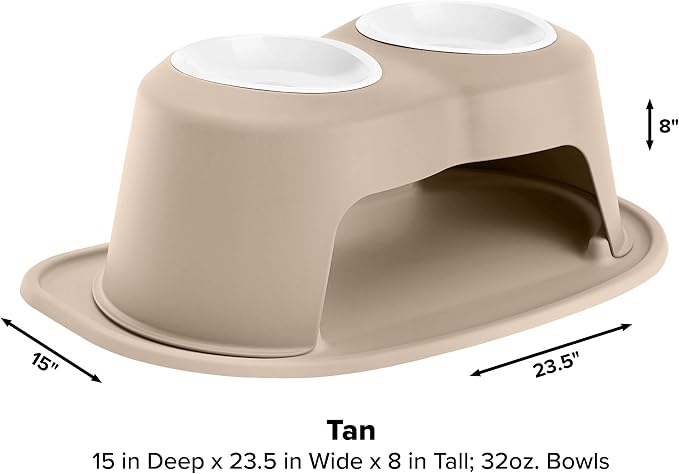WeatherTech Double High Pet Feeding System w/Plastic Dog/Cat Bowls - 8" High Stand Tan (PDHC3208TNTN) - Image 4