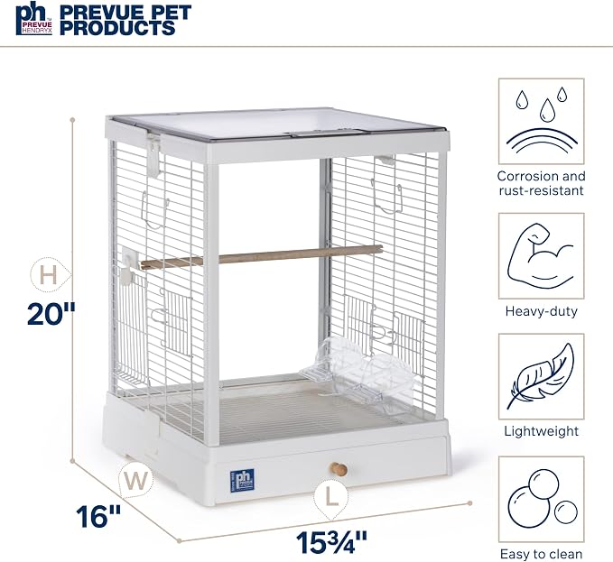 Prevue Pet Products Clear View Glass Bird Cage Crystal Palace for Small Birds - White Frame - Image 6