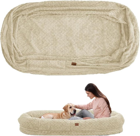 ChiXnuggle Faux Fur Washable Human Dog Bed Cover（Only Human Dog Bed） | 72*40*10,removable replace cover,soft fur,non-slip bottom,linen by SnuggleUpPawsDown