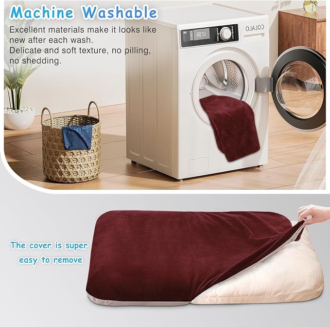 Magic Dog Super Soft Extra Large Dog Bed, 47 Inches Jumbo Orthopedic Foam Pet Beds with Anti Slip Bottom, Dog Sleeping Mattress with Removable and Washable Cover, Burgundy XL - Image 3