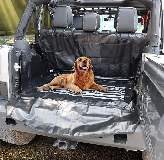 sukemichi Cargo Mat Dog Cargo Liner for 2007-2026 Jeep Wrangler 4 Door,Flag | Waterproof oxford material,For 2007-2026 Wrangler JK JL,Nonslip Washable Pet Seat Cover & Anti-Scratch Liner - Image 8
