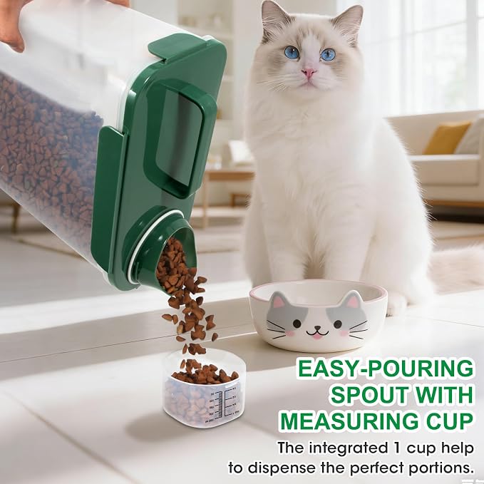 TBMax 10 Lbs Cat Dog Food Storage Container, 2026 Upgraded Large Pouring Container for Pet Food Storage, Bird Seed Dispenser, Portable Travel Kibble Holder -Dark Green - Image 4