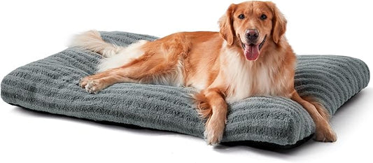 FURTIME Washable XL Dog Bed for Extra Large Dogs, Deluxe Dog Crate Beds | Comfy Fluffy Kennel Pad Anti-Slip Pet Sleeping Mat, Machine Washable Dogs Pillow, 40"x27"x3.5", Gray by FURTIME