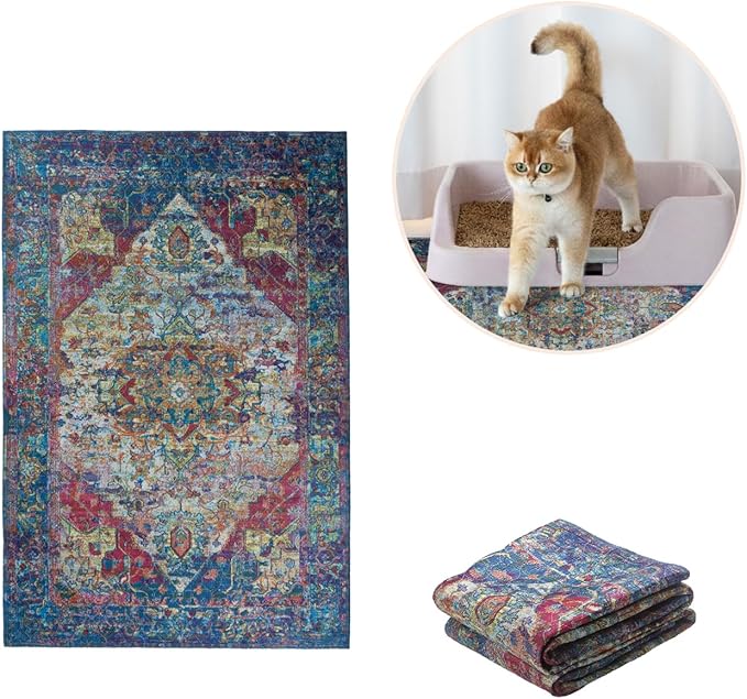 Lovewag Cat Litter Mat, Litter Box Mat, Bohemian Jewel, 16x24, 2 Pack | Washable litter mat cover, kitty litter mat & cat mat for litter box, litter trapping mat, prevents tracking, multi-cat - Image 8