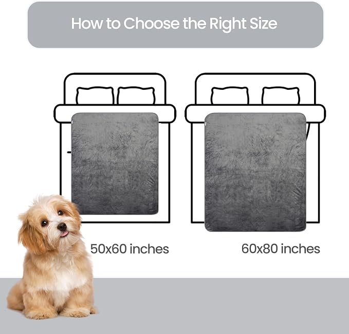 Waterproof Dog Blanket for Couch,Pee Proof Pet Blanket with 3-Layer Protection,Reversible Sherpa & Flannel Furniture Protector for Sofa Bed Car,Gifts for Cat Dog Lovers Christmas,60"x80",Grey - Image 6