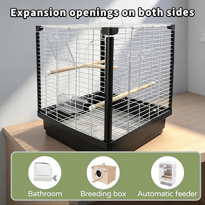 17.5 Inch Small Bird Cage & Travel Carrier – Portable Parrot Cage for Home, Outing, Pet Clinic or Temporary Placement, Suitable for Small Medium Birds Like Parakeets Conures Lovebirds Cockatiels - Image 7