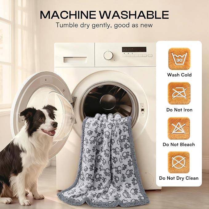 Luciphia Waterproof Pet Blankets for Couch Sofa Bed Cover Liquid Pee Proof Washable Soft Fluffy Large Dog Blanket Reversible Furniture Protection Paw Grey X-Large（85" x 57"） | Soft Print Pet Blanket Washable Pee Proof, Furniture Protector for Couch Sof... - Image 7