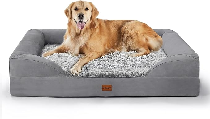 Gimars 3.7in Thickened Orthopedic Dog Bed for Extra Large Dogs, Supportive Dog Sofa Bed with 28D Egg-Crate Foam, Removable Washable Cover, Waterproof Lining for Puppy, Senior, Sick by Gimars