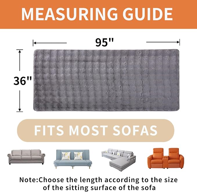 Waterproof Dog Bed Cover Non Slip Couch Covers for Dogs Washable Soft Faux Fur Sofa Cover Couch Covers for 3 Cushion Couch Sofa Pet Friendly (Grey) - Image 4