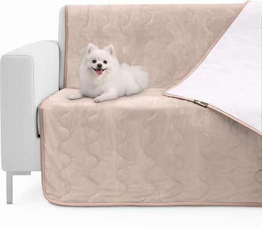 Paw Inspired Non-Slip Couch & Furniture Protector (Anti-Slip, Beige) | Waterproof, Washable Bed & Couch Cover for Dogs, Cats, and Pets, 80x90 Inch Size by HOME