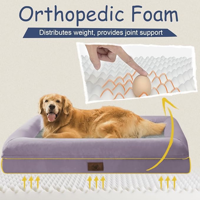 Orthopedic Dog Bed Waterproof Pet Sofa for Large Sized Dogs | 360 Degree Bolster Support, Egg Crate Foam, Waterproof Liner, Non-Slip Bottom, Machine Washable Cover, 36 x 27 Inch - Image 3