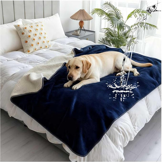 Waterproof Pet Blanket for Bed, Reversible Soft Flannel Love Blanket, Bed Blanket for Couples Washable, Spill-Proof Dog Throw Blanket for Couch, Sofa Protect, Camping,Royal Blue,50"x60" by Unknown