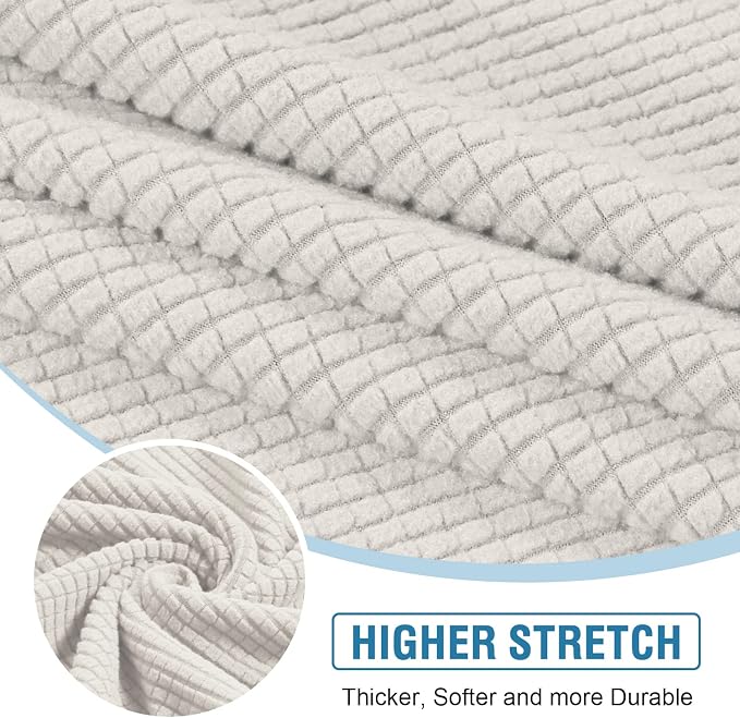 H.VERSAILTEX Sectional Couch Covers 1 Piece Chaise Slipcover L Shape Separate Cushion Couch Cover for Both Left/Right Sectional Couch (Seat Only: 1 Chaises, Ivory) - Image 5