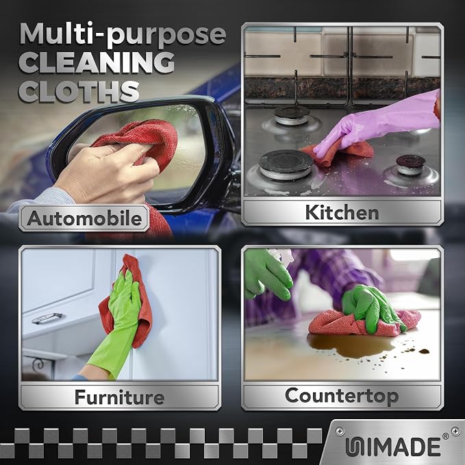 UNIMADE Shop Towels, 400 Pack Commercial Grade Work Rags Microfiber Towels | for Cars Cleaning Rag Bulk Detailing Cloth for Automotive Bar Mechanic Restaurant Garage Housekeeping, 11.5"x 11.5", Red - Image 8