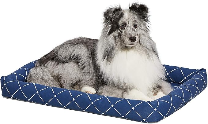 Midwest Homes for Pets 40230-BLD Quiet Time Couture Ashton Bolster Pet Bed, Medium Dog/30, Blue by MidWestHomesForPets