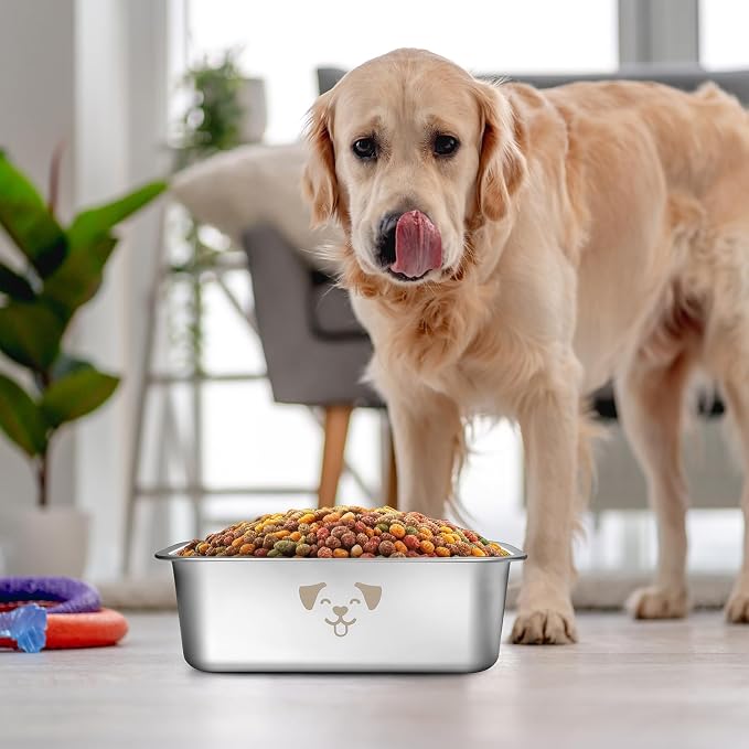 Sweetude 4 Pcs Stainless Steel Dog Bowls Bulk High Capacity Metal Dogs Food and Water Bowls for Large Dogs Pets(Silver,1.25 Gallon) - Image 6