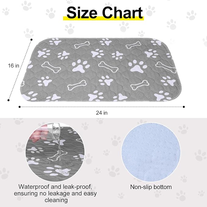 BEAUTYZOO 6 Pack Washable Pee Pads for Dogs, Reusable Puppy Pads for Potty Training, Waterproof Super Absorbent Whelping Pads Mats Non Slip Against Urine for Small Medium Dogs Cats, 16" x 24" - Image 2