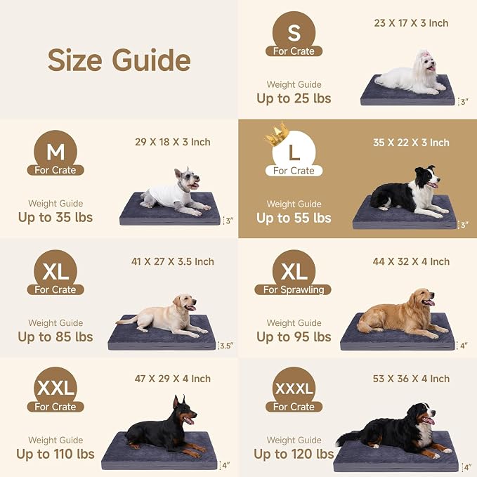 Waterproof Dog Bed for Crate, Washable Reversible Outdoor Kennel Pad, 35x22 | Kennel Pet Bed for Medium Large Dogs with Removable Cover, Waterproof, Wipeable, Anti-Slip, Outdoor, Dark Grey - Image 7