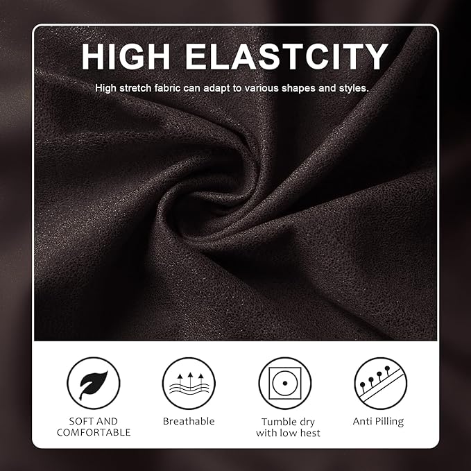 Leather Like Couch Cushion Covers Sofa Slipcovers Sets Couches Furniture Protector Covers for Sectional Armchair Loveseat Stretch Spandex Fabric, Machine Washable (1 Cushion Loveseat, Chocolate) - Image 5