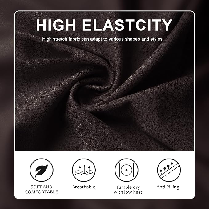 molasofa Leather Look Couch Cushion Covers, Stretch Sofa Cushion Covers for Sectional Armchair Loveseat Protector,Replacement Seat Cushion Slipcovers, Machine Washable(2 Cushion Sofa, Chocolate) - Image 5