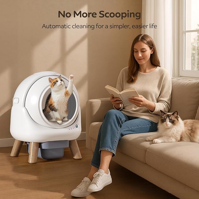 Automatic Litter Box, Self Cleaning Litter Box for Multiple Cats with App Control, Dual Safety Protection, Odor-Free Waste Disposal, Includes Trash Bags, White - Image 6