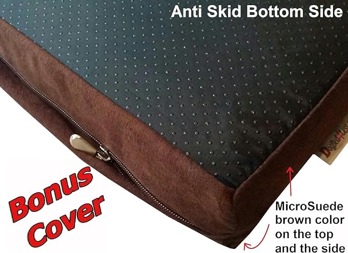 Dogbed4less Orthopedic Gel Memory Foam Pet Dog Bed, Waterproof Liner with External Microsuede Cover and Bonus Antislip Cover (Microsuede Gray, 41"X27"X4" Inches) - Image 3