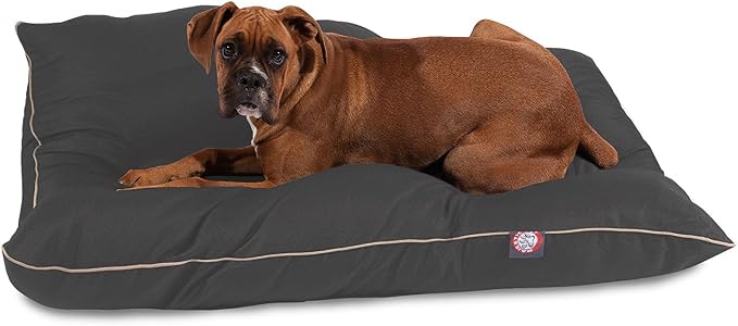 Majestic Pet Rectangle Large Dog Bed Washable – Non Slip Comfy Pet Bed – Dog Crate Bed Super Value Pillow Dog Bed – Dog Kennel Bed for Sleeping - Dog Bed Large Breed 46 x 35 Inch – Solid Gray by MajesticPet
