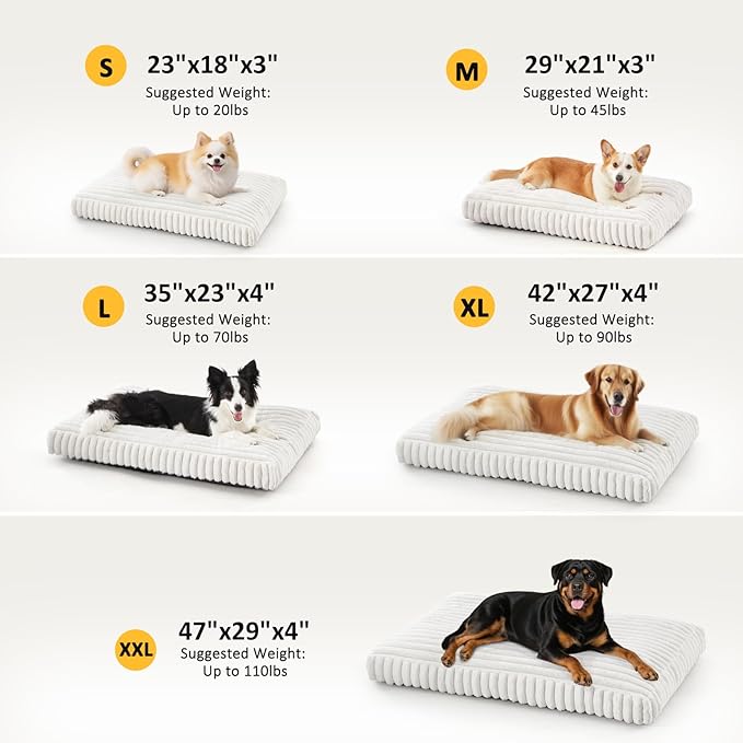 Dog Bed Medium Size Dog, Flat Pet Beds with Removable Washable Cover, Pet Mat Cute Crate Bed Thick Shredded Chopped Crate Foam & Anti Slip Bottom for Indoor - Image 6