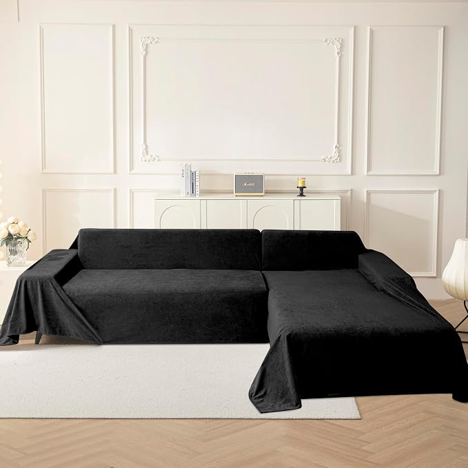 MYSKY HOME Black Couch Covers for Sectional Sofa, Love Seat Covers, Couch Covers for Dogs Washable Couch Cover Banket Modern Sofa Slipcovers, Super Soft Sofa Towel for Kids, Pets, 71" x 102" - Image 8